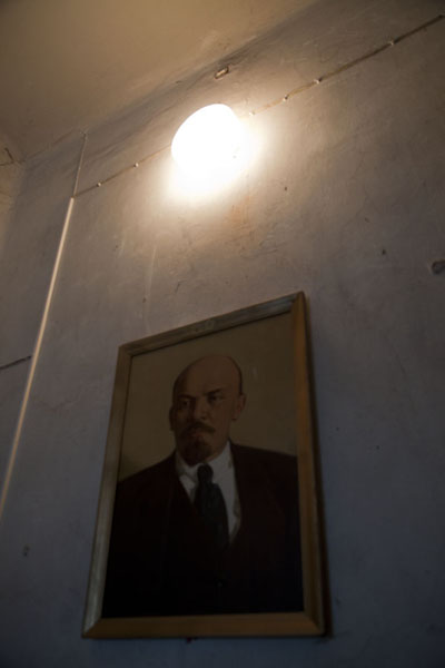 Image of Lenin on a wall in the former military prison of Karosta, Latvia