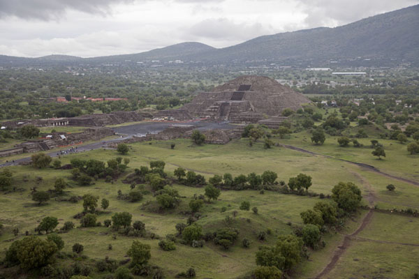 The Pyramid of the Moon seen from the Pyramid of the Sun, Mexico