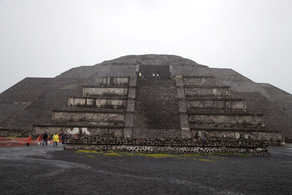 Looking up at the Pyramid of the Moon from the Plaza of the Moon, Mexico