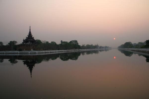 Picture of Myanmar (Sunrise over the moat of the Royal Palace of Mandalay)