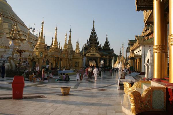 Foto van Part of the base of Shwedagon Pagoda before sunsetMyanmar - Myanmar