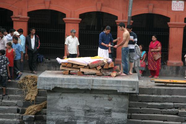 Picture of The relatives have said their last goodbyes and the body is about to be burntKathmandu - Nepal