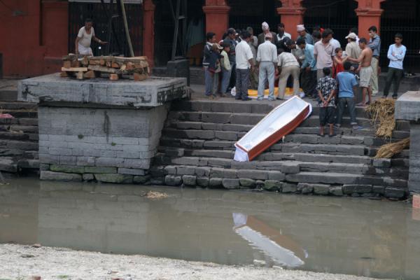 Picture of The body has been taken out of the coffin, which will be thrown into the Bagmati riverKathmandu - Nepal