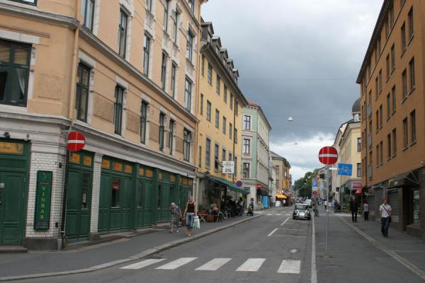 Looking up into Markveien in Grünerløkka, Norway