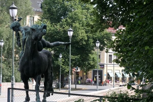 Statues on Ankerbrua bridge, crossing into Grünerløkka, Norway