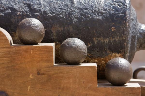Picture of Close-up of cannon and balls in Nakhal FortNakhal - Oman