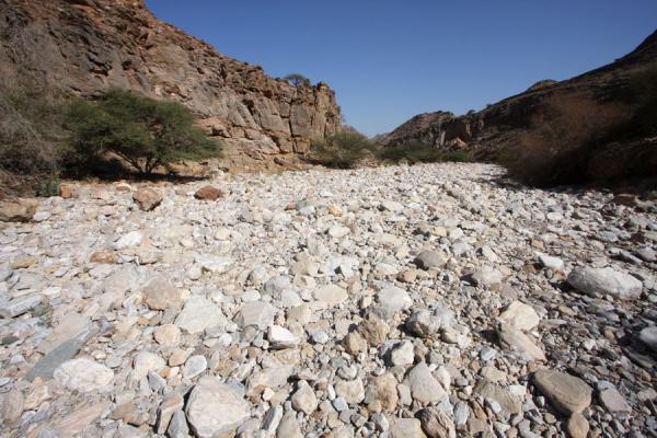Stony riverbed in Wadi Mayh, Wadi Mayh, Oman