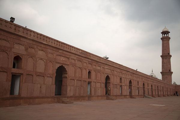 Picture of Red sandstone wall with minaret at Badshahi MosqueLahore - Pakistan