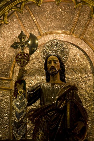 Detail of statue in the San Francisco church, Peru