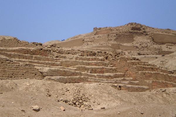 Templo Pintado or painted temple with Temple of the Sun in the background | Pachacamac | Peru