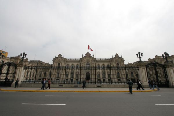 The government palace on the northern side of the Plaza de Armas, Peru