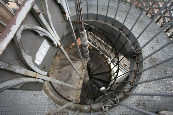 Stairs leading down from the viewing platform of Santa Justa lift | Santa Justa Lift | Portugal