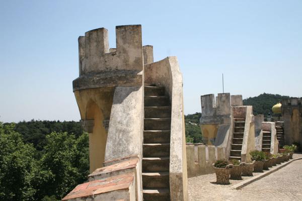 Turrets with nice views at the Palace of Pena, Portugal