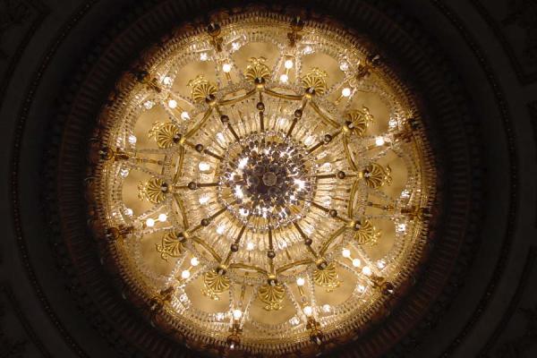 Picture of One of the huge chandeliers seen from belowBucharest - Romania