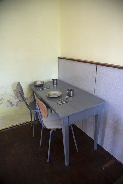 The table where the Ceaușescus had their meals in their last days, Romania