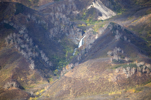 Waterfall in central Kamchatka, Kamchatka from the air, Russia