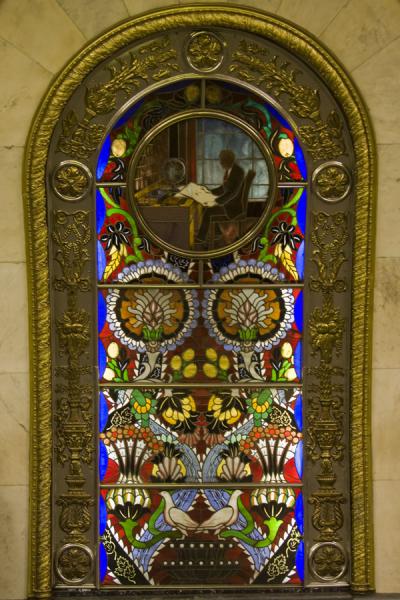 Picture of Stained glass panel at Novoslobodskaya subway stationMoscow - Russia