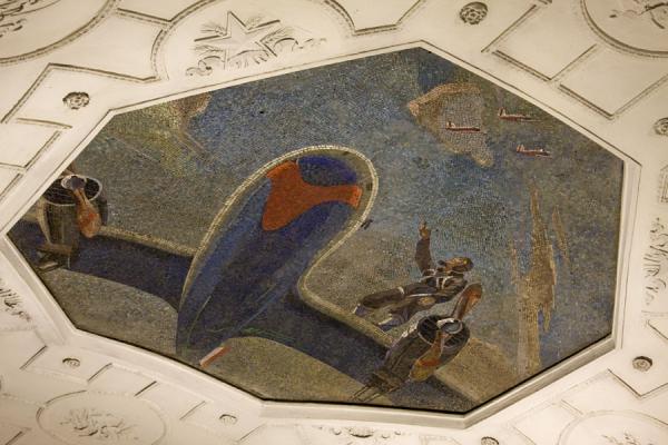 Mosaic in the ceiling of Teatralnaya subway station | Moscow subway stations | Russia