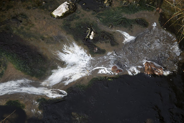 Close-up of minerals in a small pool of hot water near the small Valley of the Geysers | Mutnovsky Valley of Geysers | Rusland