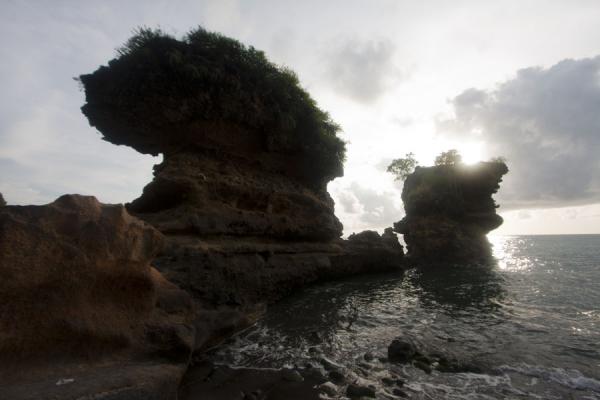 Rock formations at the end of Anse Chastanet, Saint Lucia