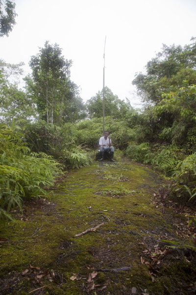 At the summit of Pico Papagaio with the guide, São Tomé and Príncipe