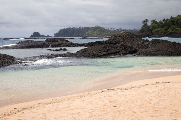 Looking north from Praia Piscina, considered one of the most beautiful beaches of the island, São Tomé and Príncipe