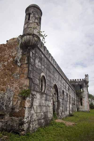 Looking up the old Portuguese wall at the eastern side of the Sundy plantation, Sundy, São Tomé and Príncipe