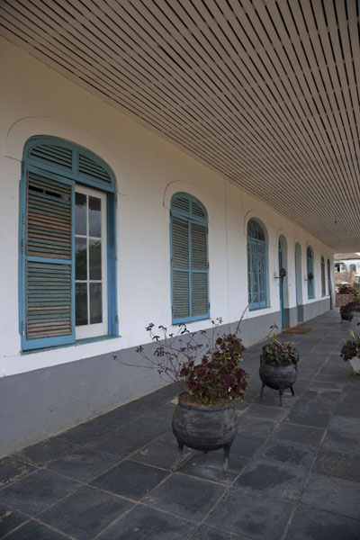 Veranda of the palace-like building at the Sundy plantation complex, Sundy, São Tomé and Príncipe