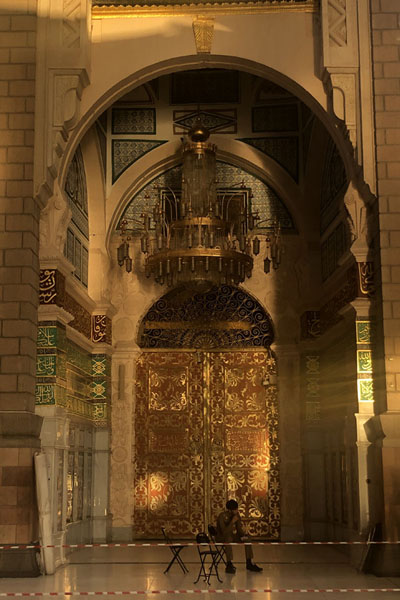 One of the brilliant doors of the Prophet Mosque, Medina mosques, Saudi Arabia