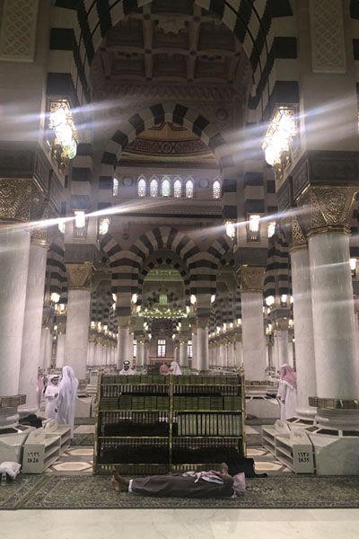 One of the aisles of enormous Prophet Mosque, Medina mosques, Saudi Arabia