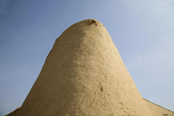 Foto di Looking up a corner tower of Qasr IbrahimAl Hofuf - Arabia Saudita