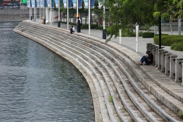 Stairs leading down to Singapore River near Clarke Quay, Singapore River, Singapore