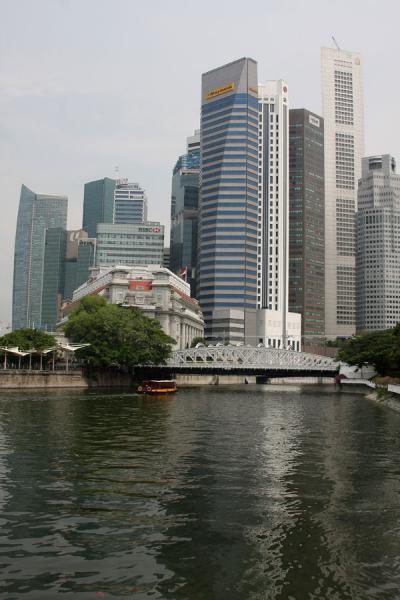 Part of Singapore skyline at the end of Singapore River, Singapore River, Singapore