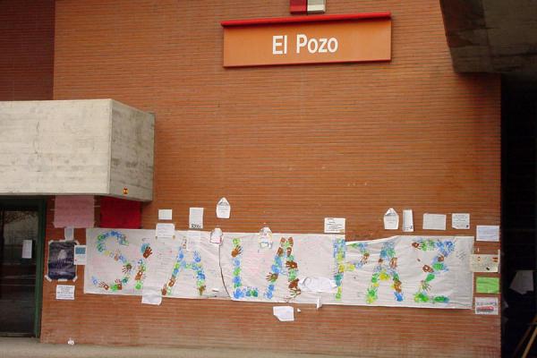 El Pozo station wall and decorations, part of memorial, Spain