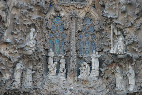 Lavishly decorated window of the Sagrada Familia, Spain
