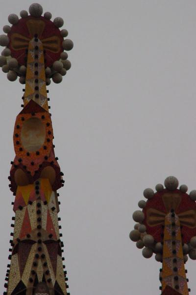 Detail of colourful spires of the Sagrada Familia, Spain