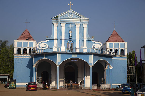 Blue facade of Saint Mary's cathedral on Puliyanthivu island in Batticaloa | Batticaloa | Sri Lanka