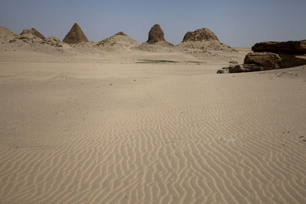 The desert surrounds the pyramids of Nuri, Nuri pyramids, Sudan