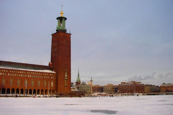 City Hall surrounded by ice, Sweden