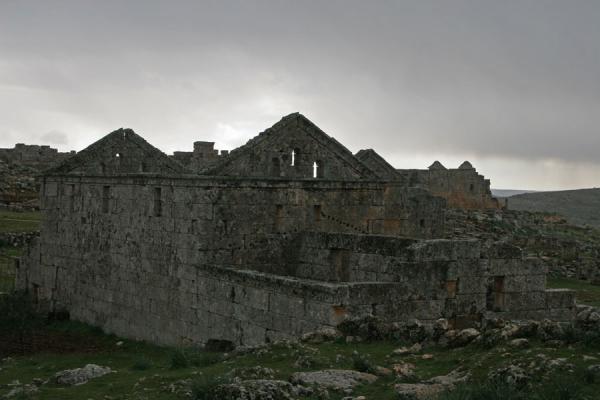 Some of the greyish houses of Serjilla under a grey sky | Serjilla | Syrie