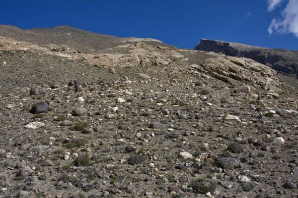 Rocky mountain containing the petroglyphs, Tajikistan