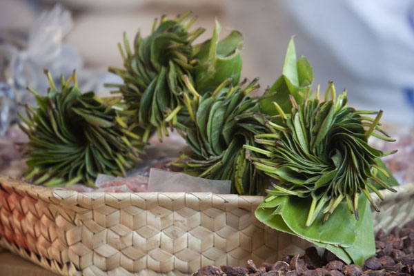 Rolls of leaves for sale at the market | MarchÃ© de Maubisse | Timor Oriental
