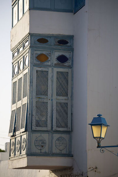 Balcony with lantern in Sidi Bou Said, Tunisia