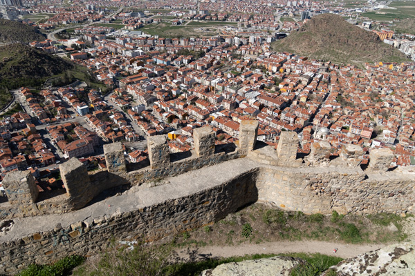 Afyonkarahisar city seen from the castle walls above, Türkiye