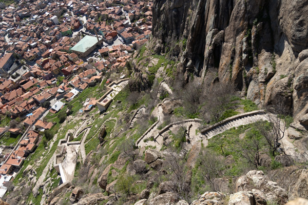 Afyonkarahisar city seen from the castle rock above, Türkiye