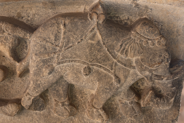 Foto van Stone relief of an elephant carving on a Seljuk monument in Karatay madrasaKonya - Turkije