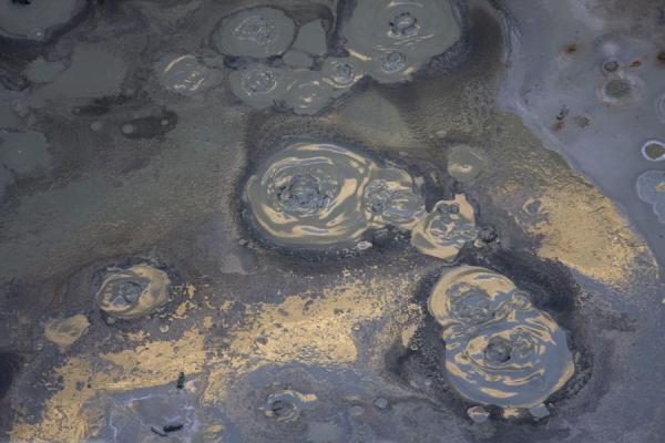 Mud bubbling in the mud crater, Turkmenistan