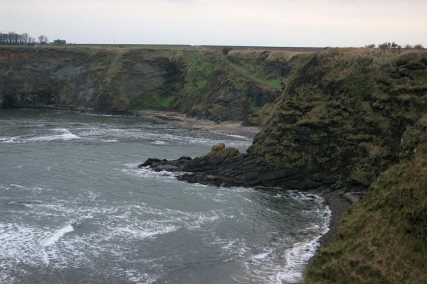 The rugged coast of high cliffs near Tantallon Castle, United Kingdom