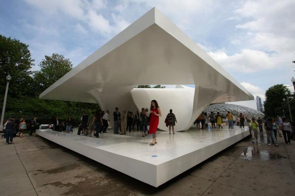 One of the temporary art works in Millennium Park, United States